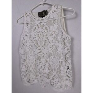 James Coviello Womens Martigues Lace Shell Top Size XSmall. White Sleeveless